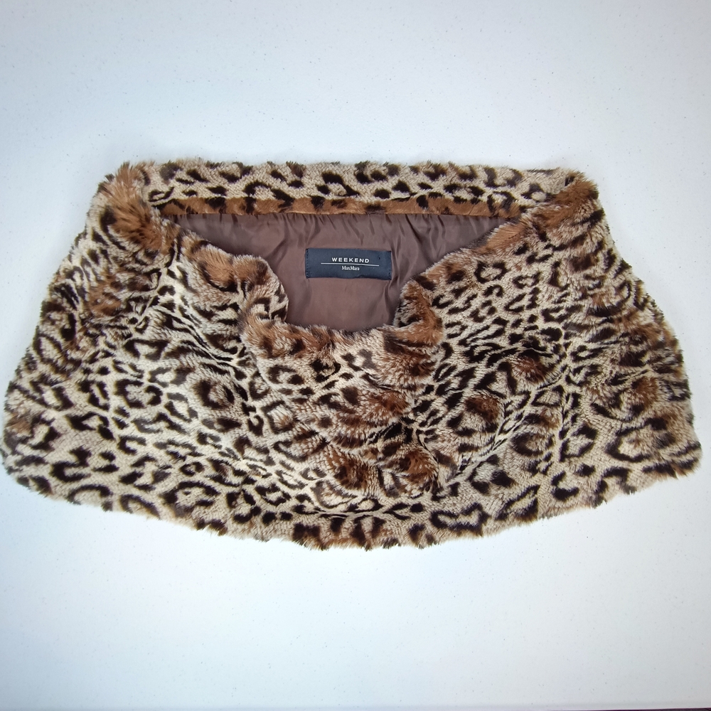 Max Mara Weekend Leopard Print Faux Fur Stole Scarf